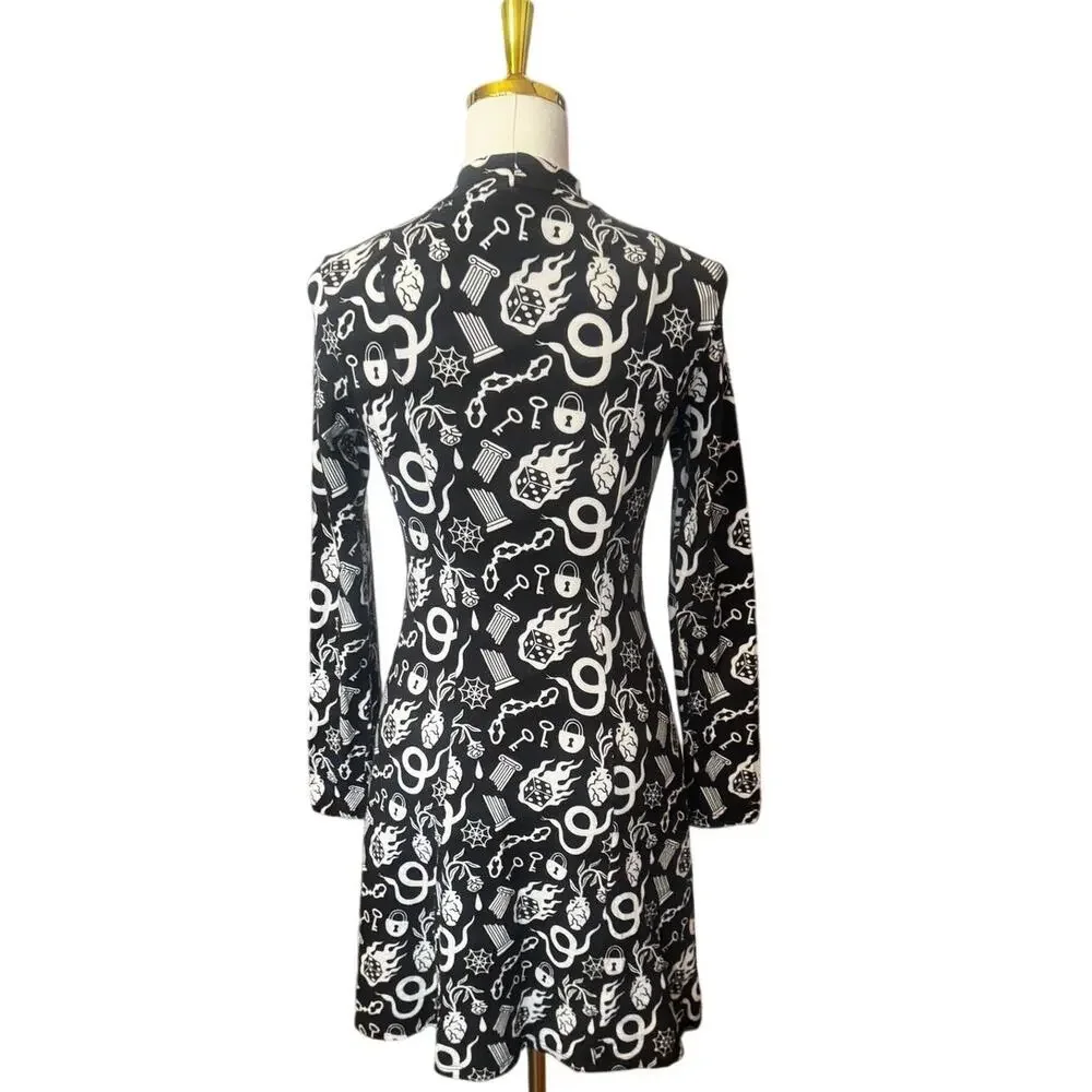 Nooworks Tonya Dress x While Odin Sleeps Odin Print Small Mock Neck Made in USA
